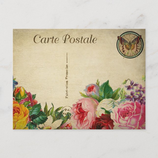 Cartão Postal Borboleta Postca de Artes Francesas Modernas Vinta (Frente)