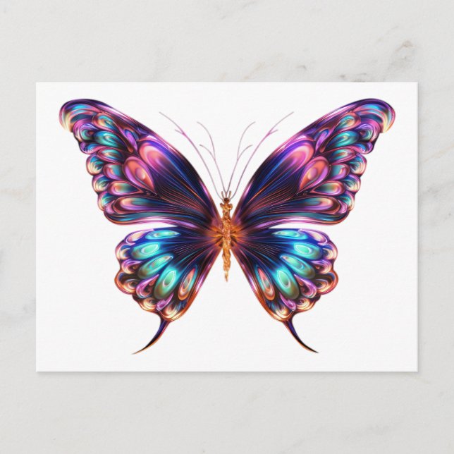 Cartão Postal Borboleta roxa iluminada (Frente)