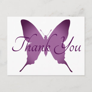 Cartão Postal Borboleta Silhueta Ombre Roxo Obrigado