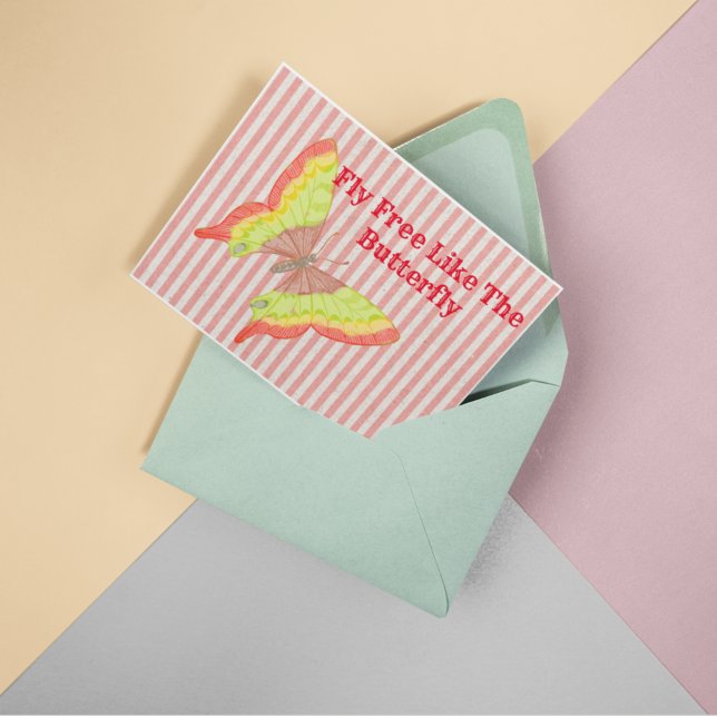 Cartão Postal Borboleta Verde Amarelo-Amarelo-Vintage (Criador carregado)