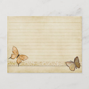Cartão Postal Borboleta Vintage Cream Borboleta de Receita de Ca