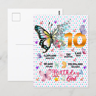 Cartão Postal Borboletas com Dígitos Duplos 10 Anos Borboletas