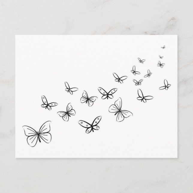 Cartão Postal Borboletas dançando pela página (Frente)