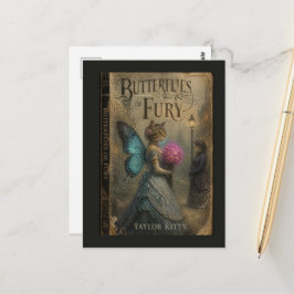 Cartão Postal Borboletas de Fúria Fada Kitty Capa de Livro Falso