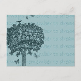 Cartão Postal Borboletas de pássaros azuis Árvore de sonhos