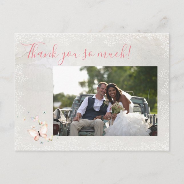 Cartão Postal Borboletas de Pastel Obrigado Cartão-Postal (Frente)