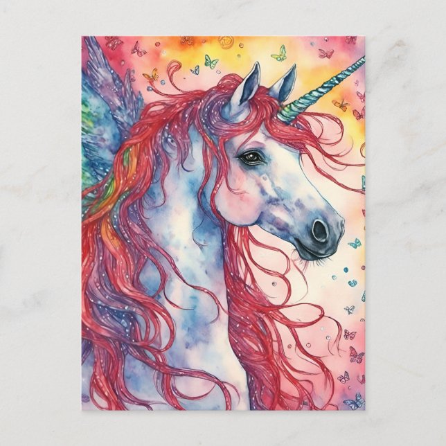 Cartão Postal Borboletas do Unicorn Pegasus (Frente)