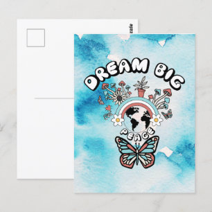 Cartão Postal Borboletas e Cogumelos Sonham Grande inspo positiv