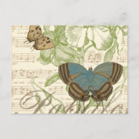 Borboletas em Música Folha com Design Floral