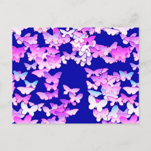 Cartão Postal Borboletas, lavanda e azul escuro