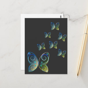 Cartão Postal borboletas voadoras capuz da natureza