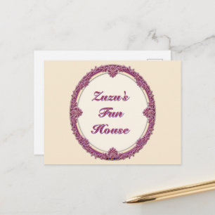 Cartão Postal Borda Chique Roxo/Rosa E Creme Personalizar