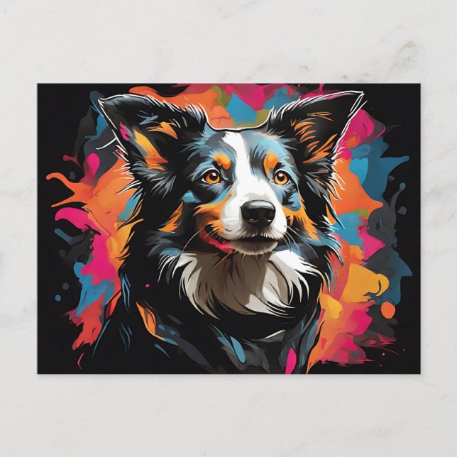 Cartão Postal Borda Collie Pet Vibrant (Frente)