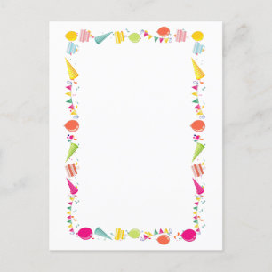 Cartão Postal Borda de Balão de Aniversário Fofa