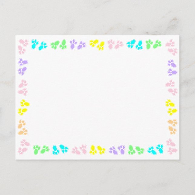 Cartão Postal Borda Personalizada De Pés De Coelhinho De Páscoa (Frente)