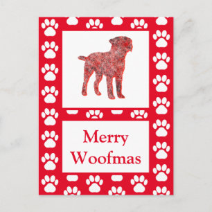Cartão Postal Borda Terrier Dog Silhouette Red Felry Natal