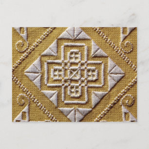 Cartão Postal Bordado branco IMPRESSO 1 em roupa personalizada