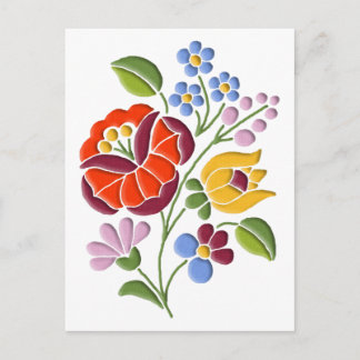 Cartão Postal Bordado de Kalocsa - Arte Folclórica Húngara