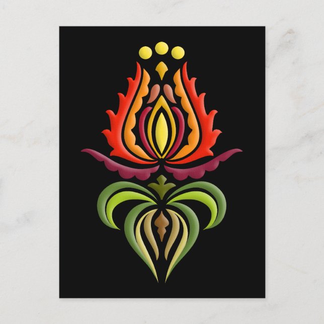 Cartão Postal Bordado do rico Mantle - Arte Folk Húngara (Frente)