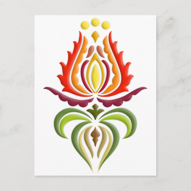 Cartão Postal Bordado do rico Mantle - Arte Folk Húngara (Frente)