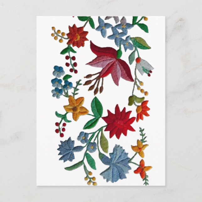 Cartão Postal Bordado Folkart Húngaro (Frente)