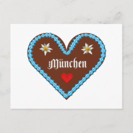 Cartão Postal Bordado Oktoberfest Munique gingerpão coração