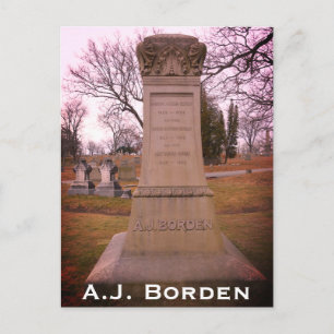 Cartão Postal Borden Monument, Fall River, MÃES - A.J. Borden