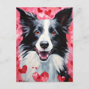 Cartão Postal Border Collie dia dos namorados