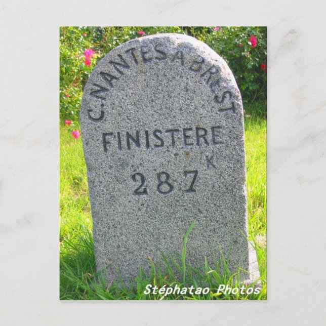 Cartão Postal Borne kilométrique BRETAGNE FRANÇA (Frente)