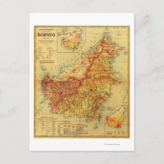 Cartão Postal BorneoPanorâmica MapBorneo (Frente)