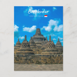 Cartão Postal Borobudur, Indonésia - Antigo Templo Budista