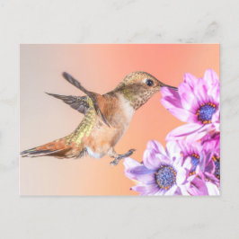 Cartão Postal Borracha Laranja e Flores Roxas