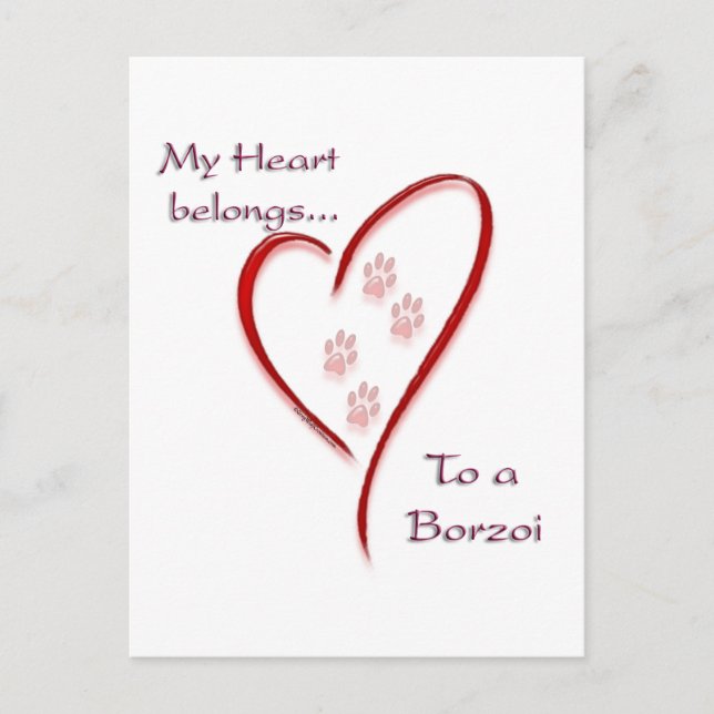 Cartão Postal Borzoi Heart Pertence (Frente)
