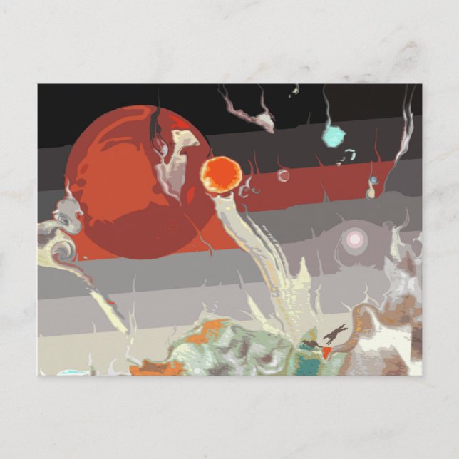 Cartão Postal Borzois correndo em paisagem fantástica (Frente)