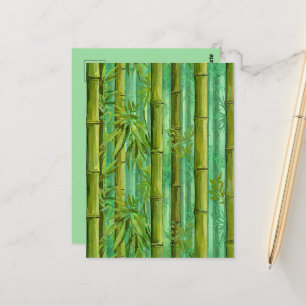 Cartão Postal Bosque de Bambu Matizes de Verdes Quentes e Frios