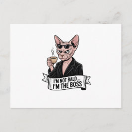 Cartão Postal Boss Sphynx Cat Coffee Artwork