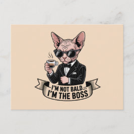 Cartão Postal Boss Sphynx Cat Coffee Illustration