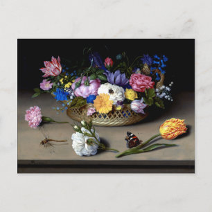 Cartão Postal Bosschaert Flower Ainda A Vida Insetos Arte Holand