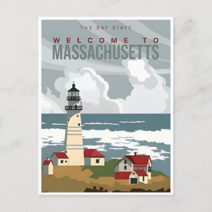 Cartão Postal Boston bem-vindo à Viagens vintage de Massachusett