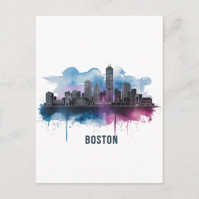 Cartão Postal Boston City Skyline, Boston Mãe Skyline (Frente)