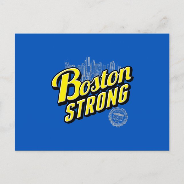 Cartão Postal Boston City Strong Lembra de Azul (Frente)