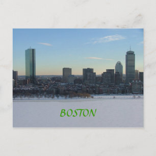 Cartão Postal Boston e o rio Charles congelado