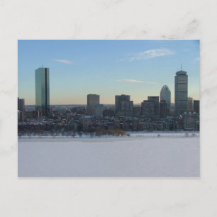 Cartão Postal Boston e o rio Charles congelado