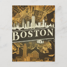 Cartão Postal Boston, horizonte da cidade de Massachusetts com m