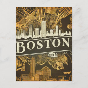 Cartão Postal Boston, horizonte da cidade de Massachusetts com m