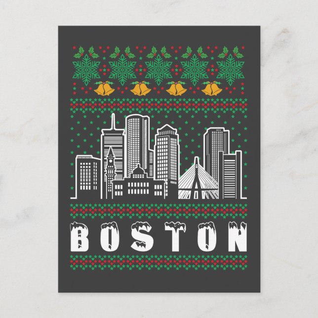 Cartão Postal Boston Massachusetts Ugly Christmas (Frente)