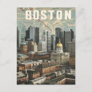 Cartão Postal Boston, panorama da cidade de Boston Massachusetts