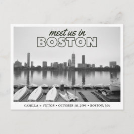 Cartão Postal Boston Save the Date Retro Skyline Postcard