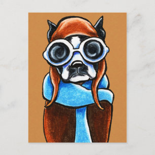 Cartão Postal Boston Terrier Aviator