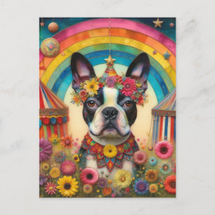 Cartão Postal Boston Terrier Circus Colorful